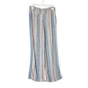 Cloth & Stone Smocked Wide Leg Pants Women’s Size Small Pastel Stripe